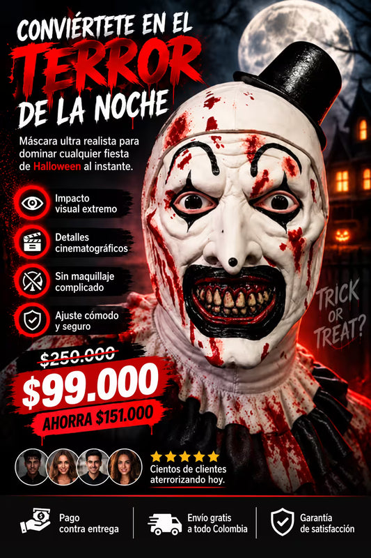 Máscara Art The Clown Terrifier Látex